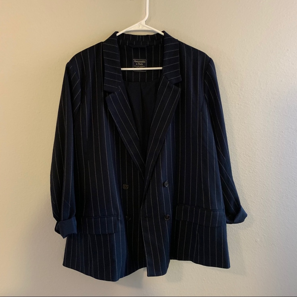 Abercrombie & Fitch Double Breasted Stripe Blazer